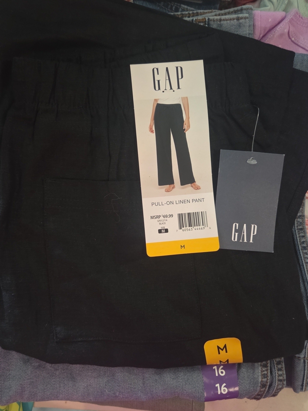 GAP Black Pull-On Linen Chinos